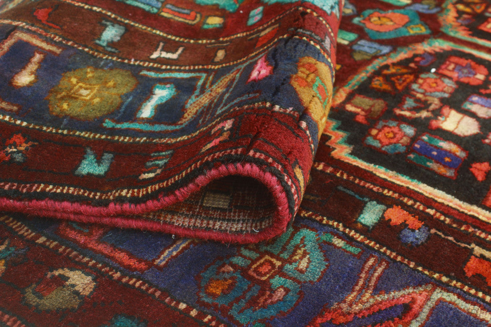 Fine Vintage Distressed Winfred Burgundy/Charcoal Rug, 5'1x8'11
