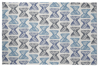Bongo Beats Rug, Blue, 5'x7'