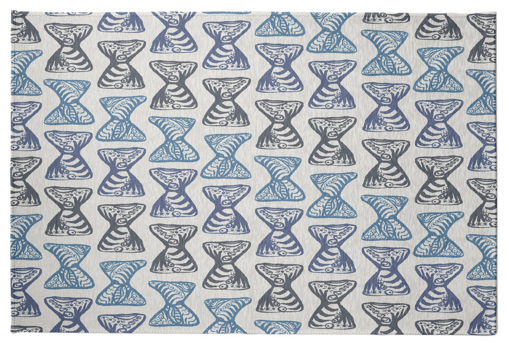 Bongo Beats Rug, Blue, 5'x7'