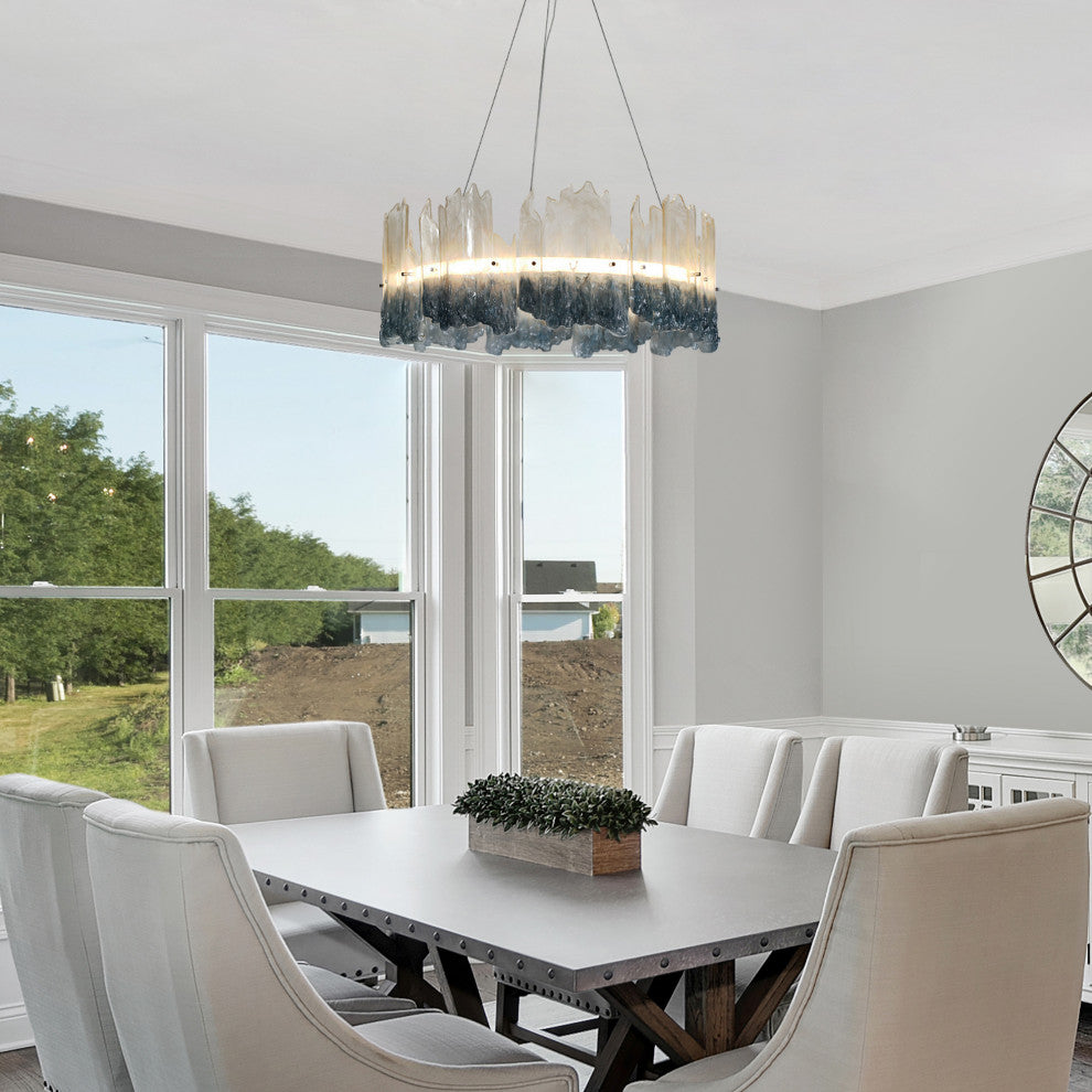 LNC Hanabalter 1-Light 28" Modern Resin LED Chandelier, Silver