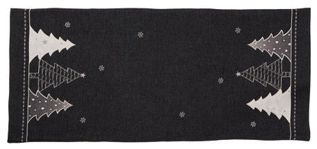Lovely Christmas Tree Embroidered Double layer 16''x36'' Table Runner, DarkGray