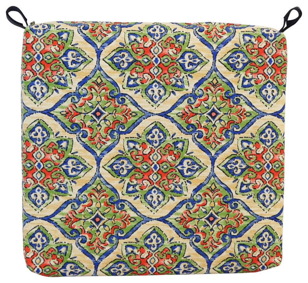 20"X19" Patterned Outdoor Chair Cushions, Set of 2, Splendor Festive