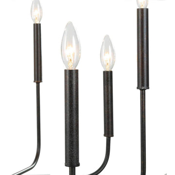 LNC 8-Light Antique/Vintage Finish Modern Candlestick Chaderlier 36"H, Black