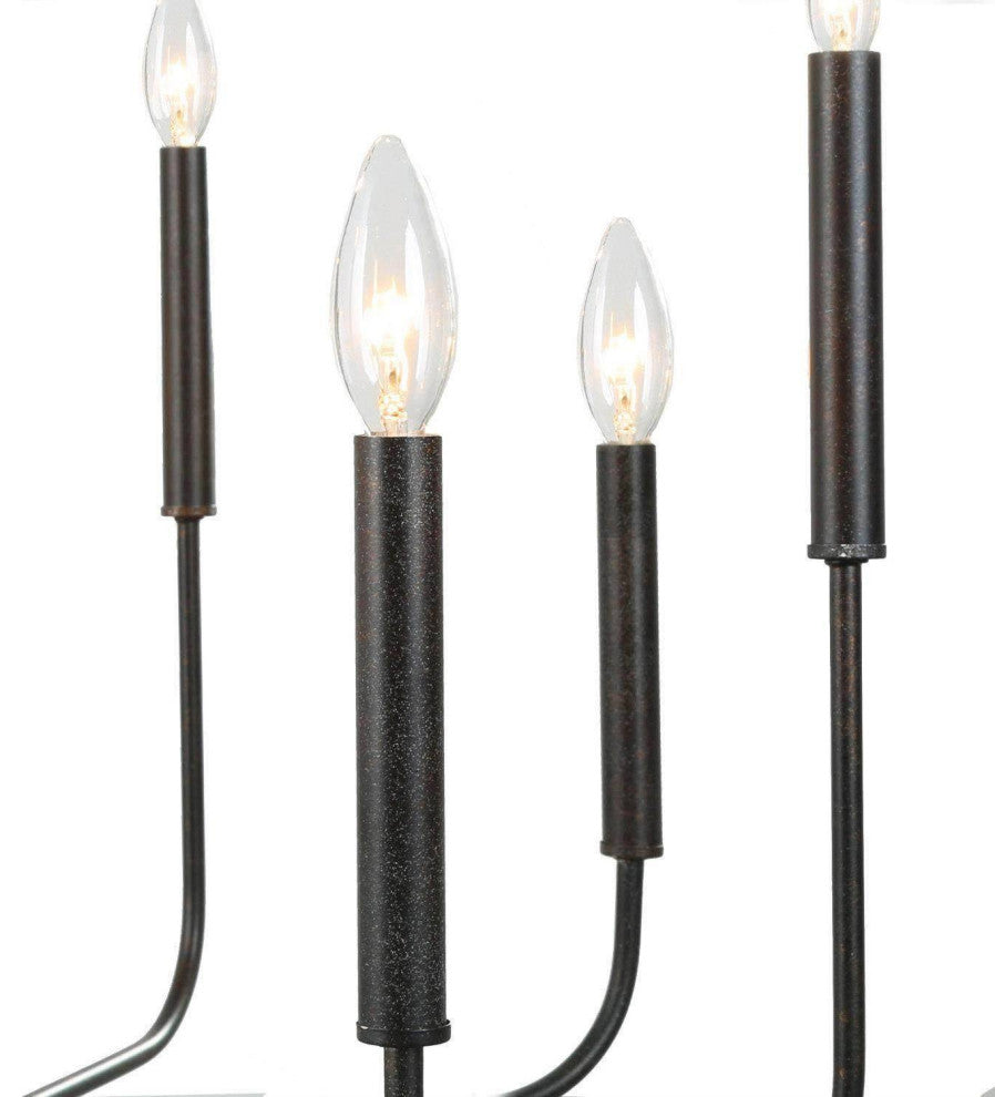 LNC 8-Light Antique/Vintage Finish Modern Candlestick Chaderlier 36"H, Black