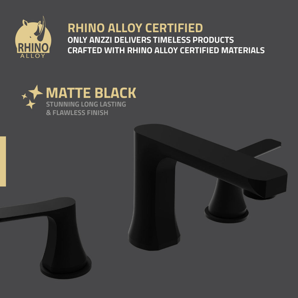 2-Handle 3-Hole Widespread Bathroom Faucet, Matte Black