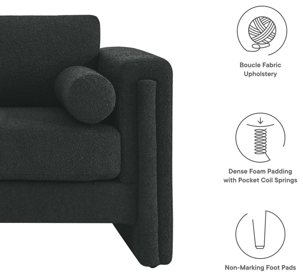 Visible Boucle Fabric Loveseat - Black