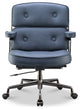 Lobby Mid Back Computer Office Desk Chair, Black Chrome& Navy Blue