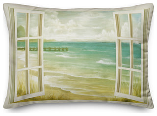 Green Beach Window 14x20 Indoor/Outdoor Pillow