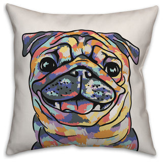 Watercolor Pug Throw Pillow