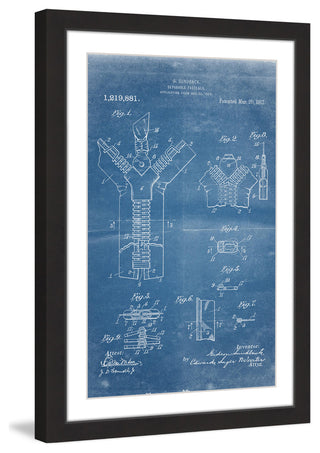 "Zipper 1917 Blueprint" Framed Painting Print