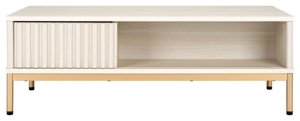 Safavieh Lylia 2 Door Coffee Table, Bleached White/Gold