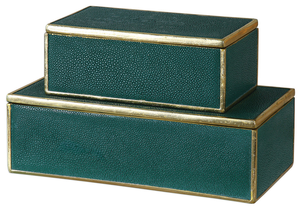 Karis Emerald Green Boxes, 2-Piece Set