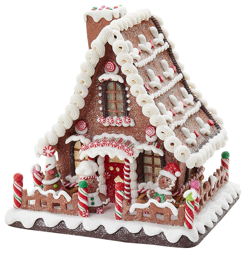 10" Battery-Operated Claydough LED Gingerbread House Tablepiece