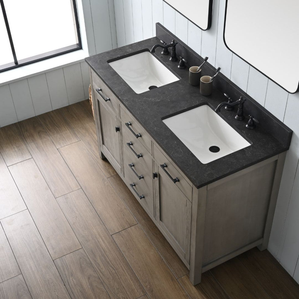 Jasper 54" Bathroom Vanity, Textured Gray, Blue Limestone