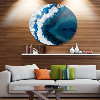 Blue Brazilian Geode, Abstract Round Metal Wall Art, 11"