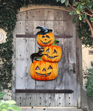 Scary Stocking Pumpkins Door Hanger