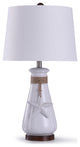 Serenity Seaside Ceramic Table Lamp With Starfish and Rope Detail, White