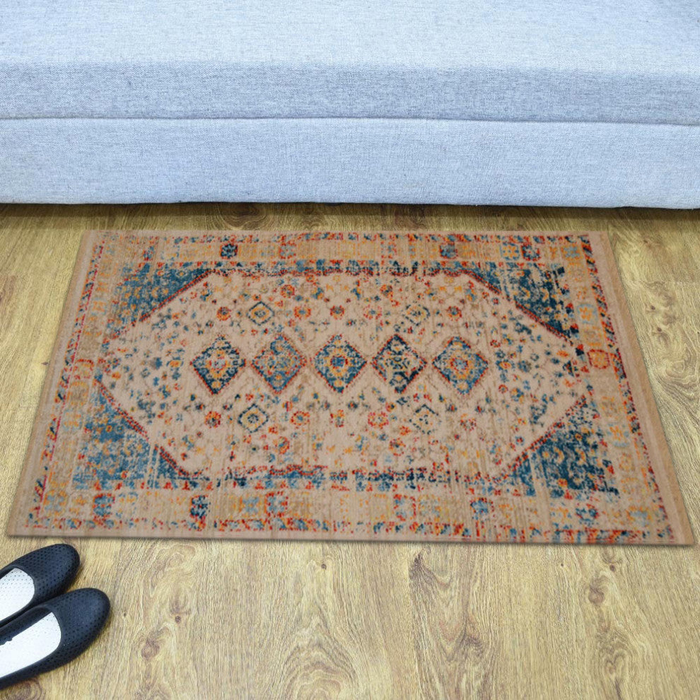 Machine Made Polyester Durable Indoor Outdoor Washable Oriental Pattern Footmat