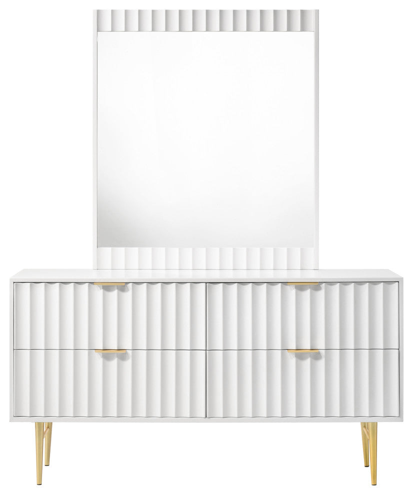 Modernist Medium Gloss Finish Dresser, Brushed Gold