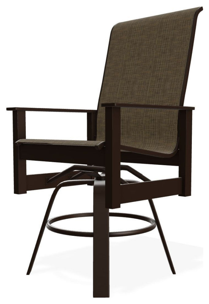 Leeward Sling Balcony Height Outdoor Swivel Armchair, Beacon/Kona