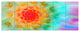 Red Fractal Petals Dandelion, Floral Canvas Art Print, 70"x28", 6 Panels