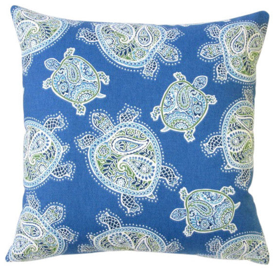 Tranquil Sea Turtles Blue And Green Cotton 18" Indoor Throw Pillow, Throw Pillow