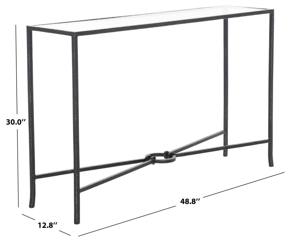 Safavieh Couture Tauri Metal Console Table, Black/Clear