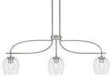 Cavella 3 Light Island Light, Graphite Finish, 6" Clear Bubble Glass