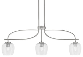 Cavella 3 Light Island Light, Graphite Finish, 6" Clear Bubble Glass