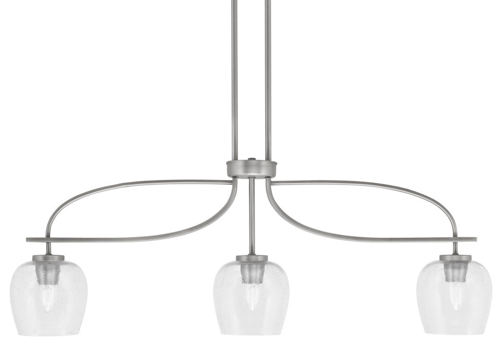 Cavella 3 Light Island Light, Graphite Finish, 6" Clear Bubble Glass