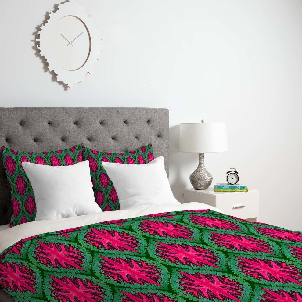 Deny Designs Wagner Campelo Ikat Leaves Duvet Cover - Lightweight