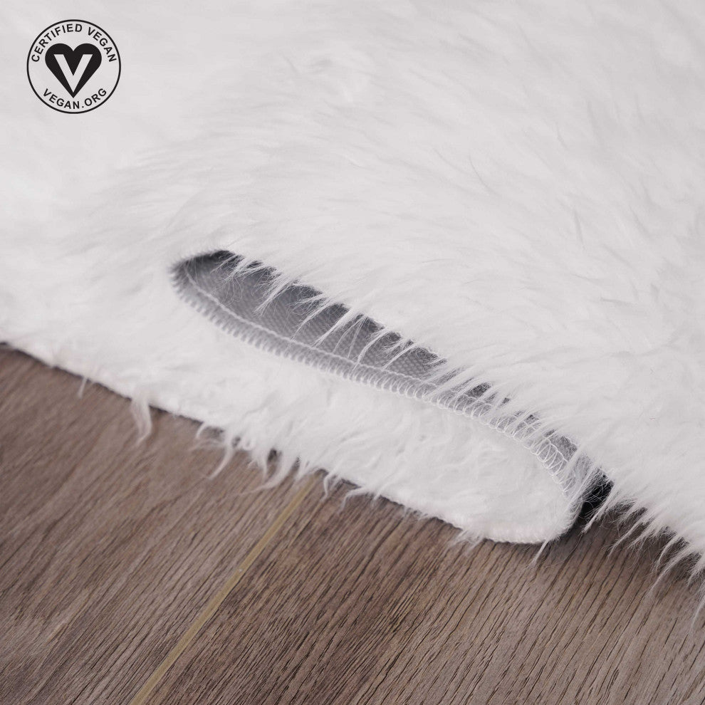 My Magic Carpet Washable Faux Fur White Shag Rug, 3'x5'