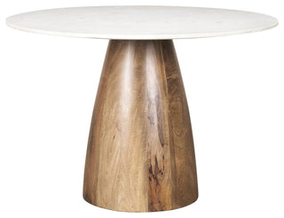 Allyson 42" Medium Brown With White Marble Top Dining Table