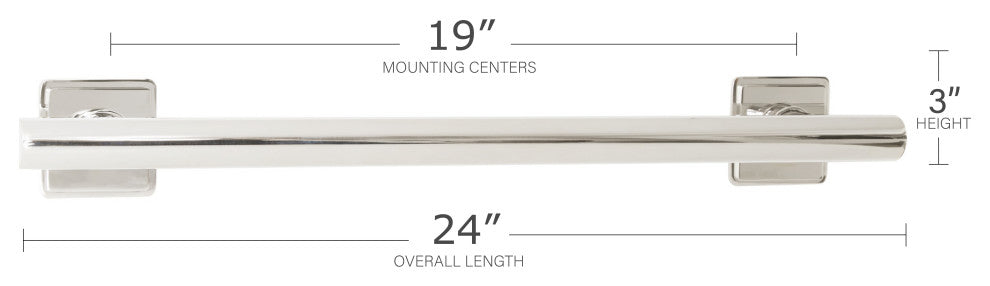Coronado Designer Straight Bathroom Shower Grab Bar, Polished, 24"