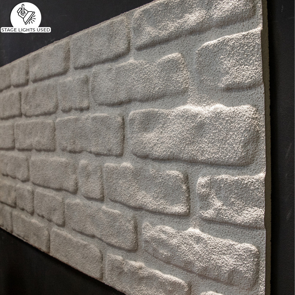 Faux Brick Wall 3D Wall Panels, White, Sample 10x10"
