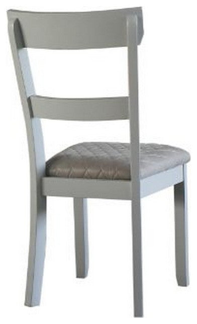 Benzara BM250684 Side Chair With Fabric Seat and Open Back, Set of 2, Beige