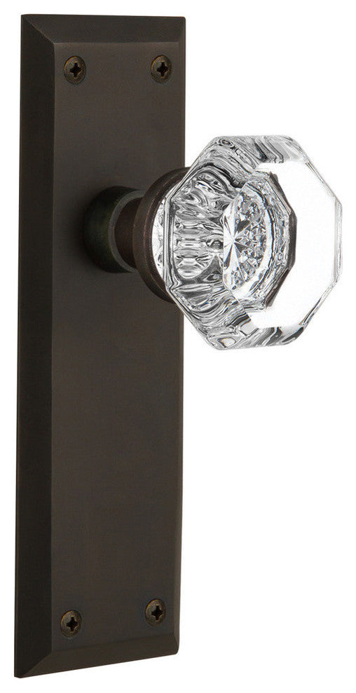 Double New York Plate With Waldorf Knob, Oil-Rubbed Bronze
