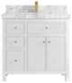 Sonoma 36 Center Sink Reeded Bath Vanity in White 2" Carrara Marble