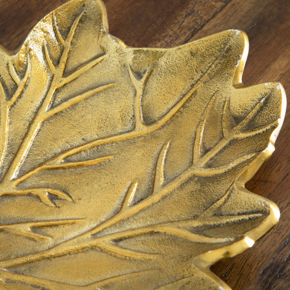 10in. Gold Tree of Life Leaf Decorative Accent Tray