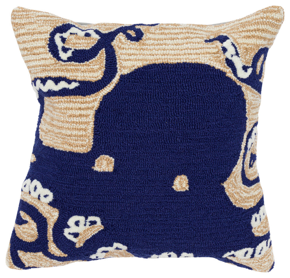 Frontporch Octopus Pillow, Navy, 18"x18"