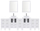 Modern Vanity Set With Two Sink Bases With Mirrors and Five Drawer Bases, White,