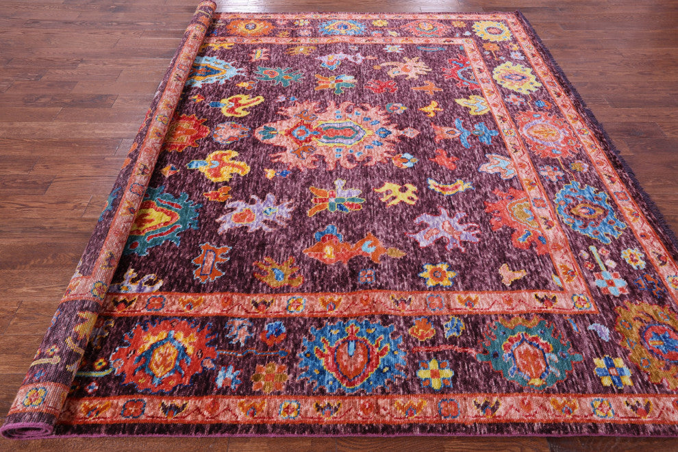 9' Square Hand-Knotted Turkish Oushak Wool Rug - Q16070