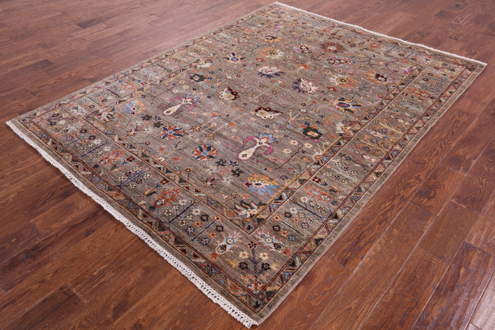5' 10" X 7' 9" Persian Tabriz Hand-Knotted Wool Rug Q10011