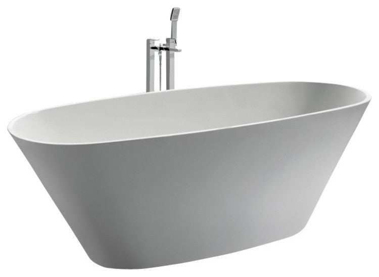 ADM Small Oval Freestanding Bathtub, Glossy White, 67.9"
