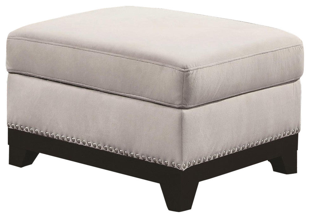 Velveteen Storage Ottoman, Gray