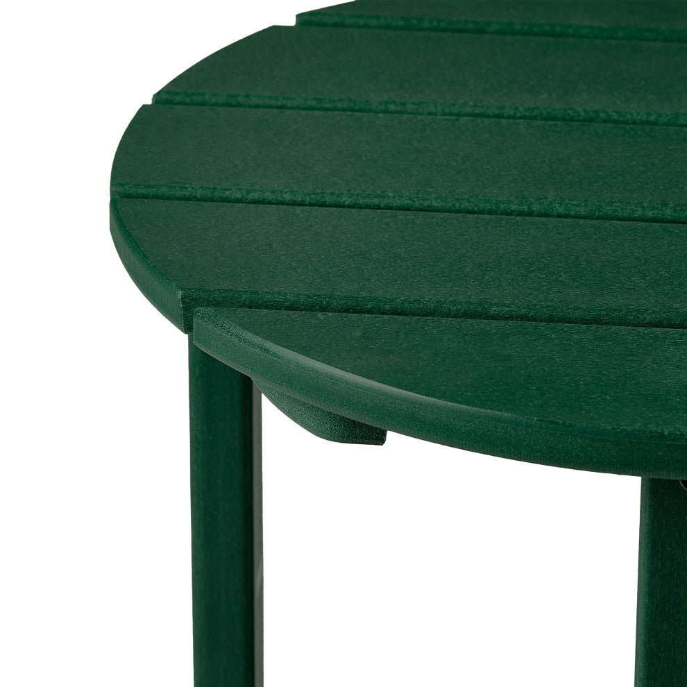 Adirondack Round Outdoor Side Table, Dark Green