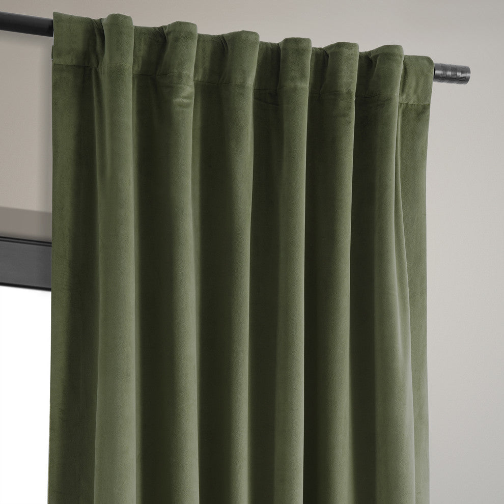 Signature Blackout Velvet Curtain Single Panel, Hunter Green, 50"x108"