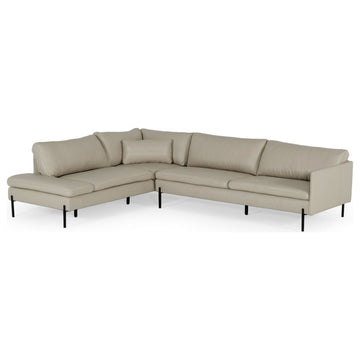 Divani Casa Sherry Modern Grey Leather Sectional Sofa, Left Facing Chaise