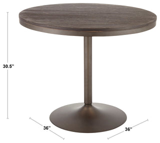 Dakota Industrial Dining Table, Antique Metal, Espresso Bamboo