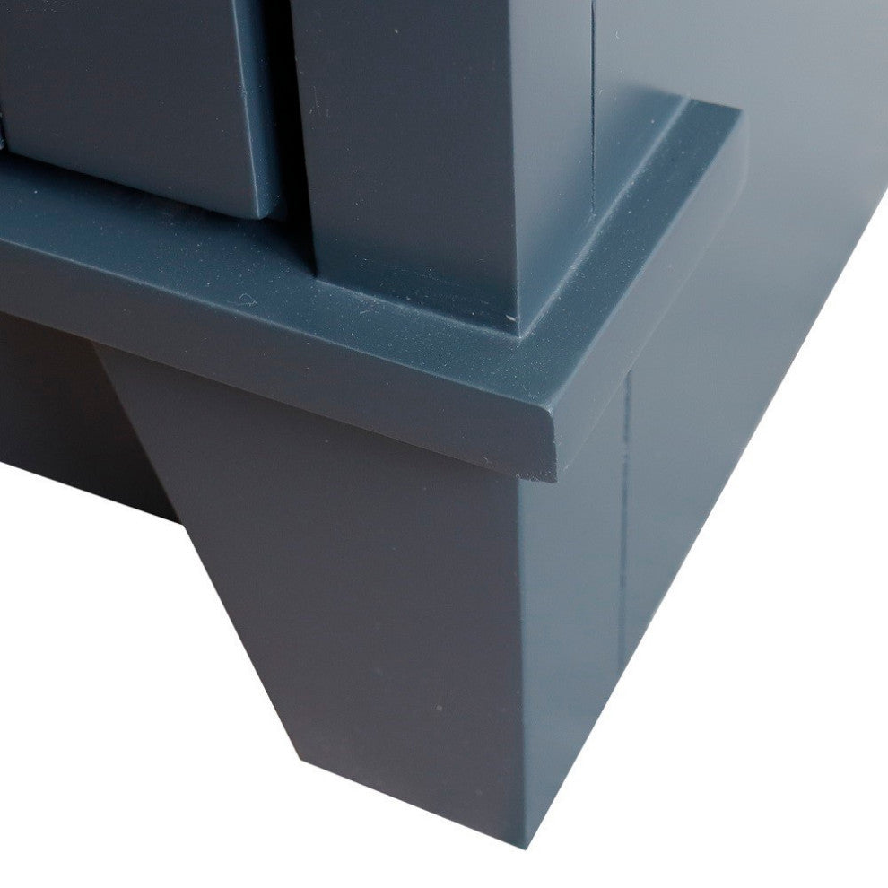 48" Double Sink Vanity, Dark Gray Finish With Gray Granite And Rectangle Sink